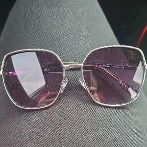 Women’s Silver Frame Purple Lens Sunglasses